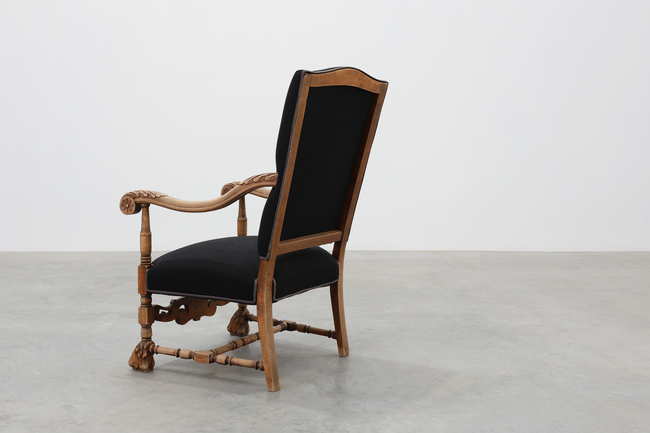 19th century Louis XIII armchair in black linen, France thumbnail